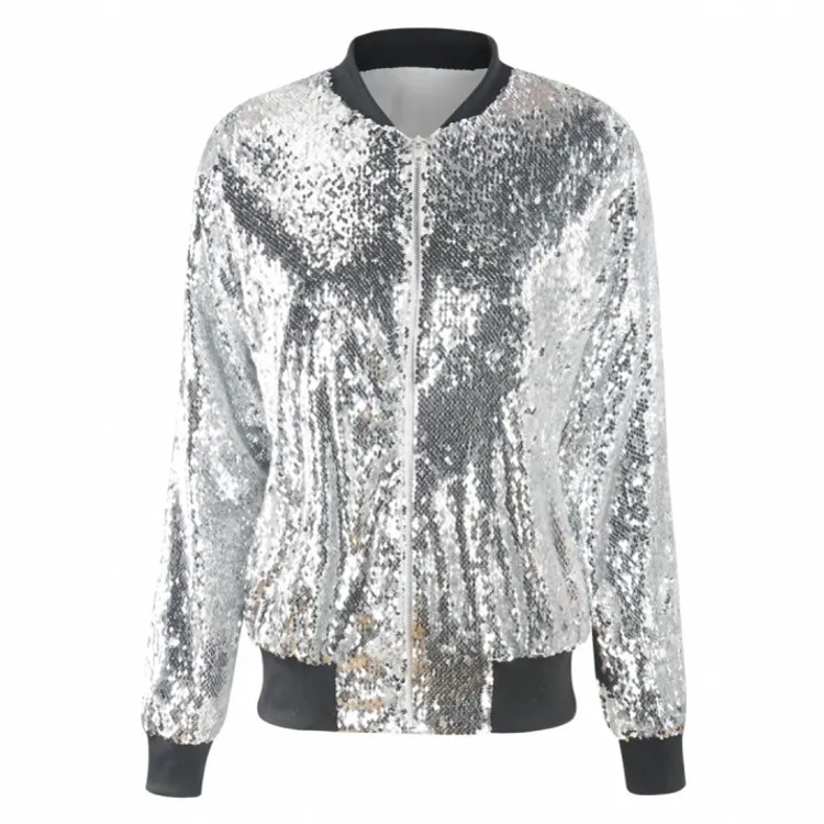 

2020 New Casual Women's Autumn Sequined Jacket Plus-sized Loose Sequined Baseball Jacket Women jackets women