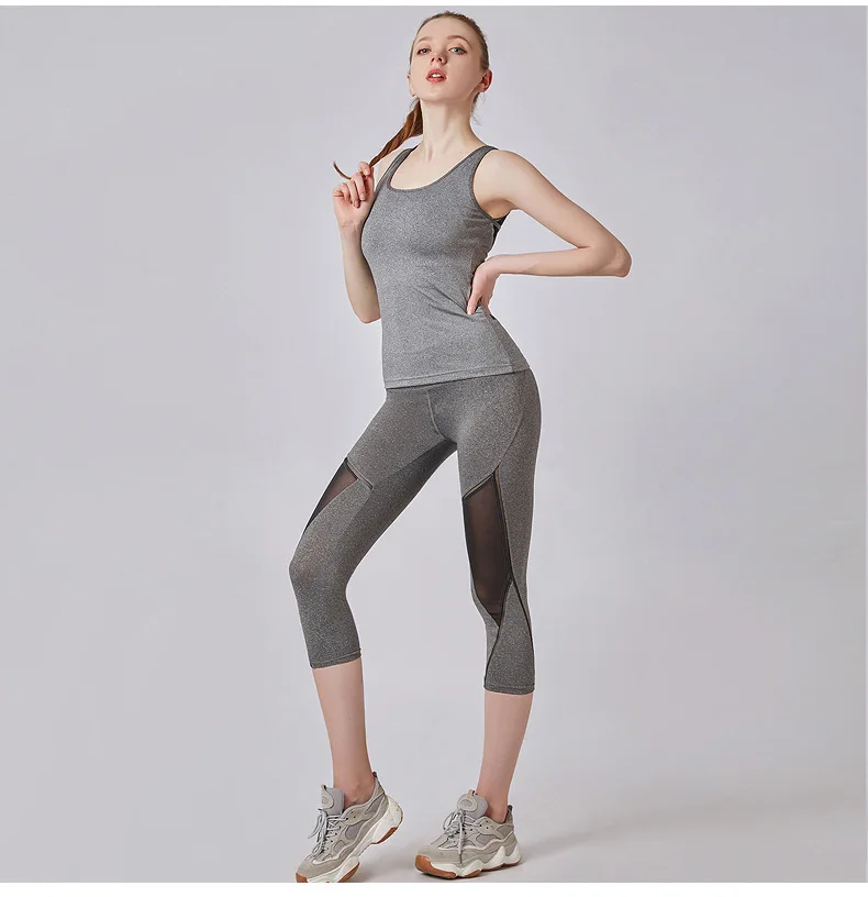 Summer Women Sport Leggings Cropped Yoga Pant Elastic Mesh Capris Quick Dry Running Crop Trousers Female Gym Pant Fitness Tights