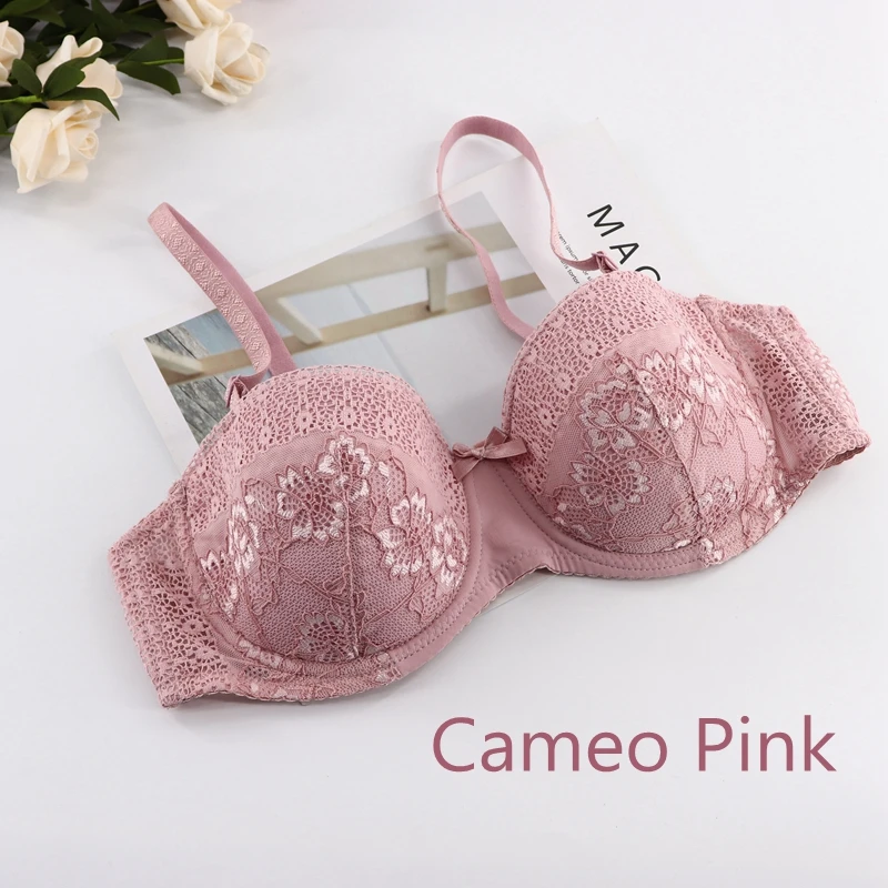 Cameo Pink Plusgalpret, половина чашки, пуш-ап, балконные бюстгальтеры для женщин, плюс размер, мягкое нижнее белье с хлопковой подкладкой, бюстгальтер A, B, C, D, чашка 75, 80, 85, 90 - Цвет: Cameo Pink