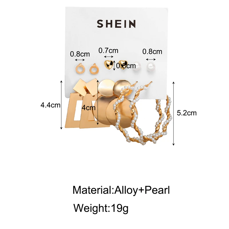 

2020 Geometric Round Earrings Set For Women Fashion Twist Pearl Earring Gold Square Earrings Female Brincos Party Jewelry Gifts