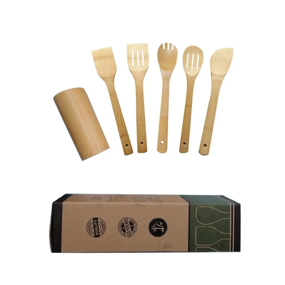 Bamboo Kitchen Cooking Utensil Tool Spoon Soup Teaspoon Spatula Utensils Wooden Stir | Дом и сад