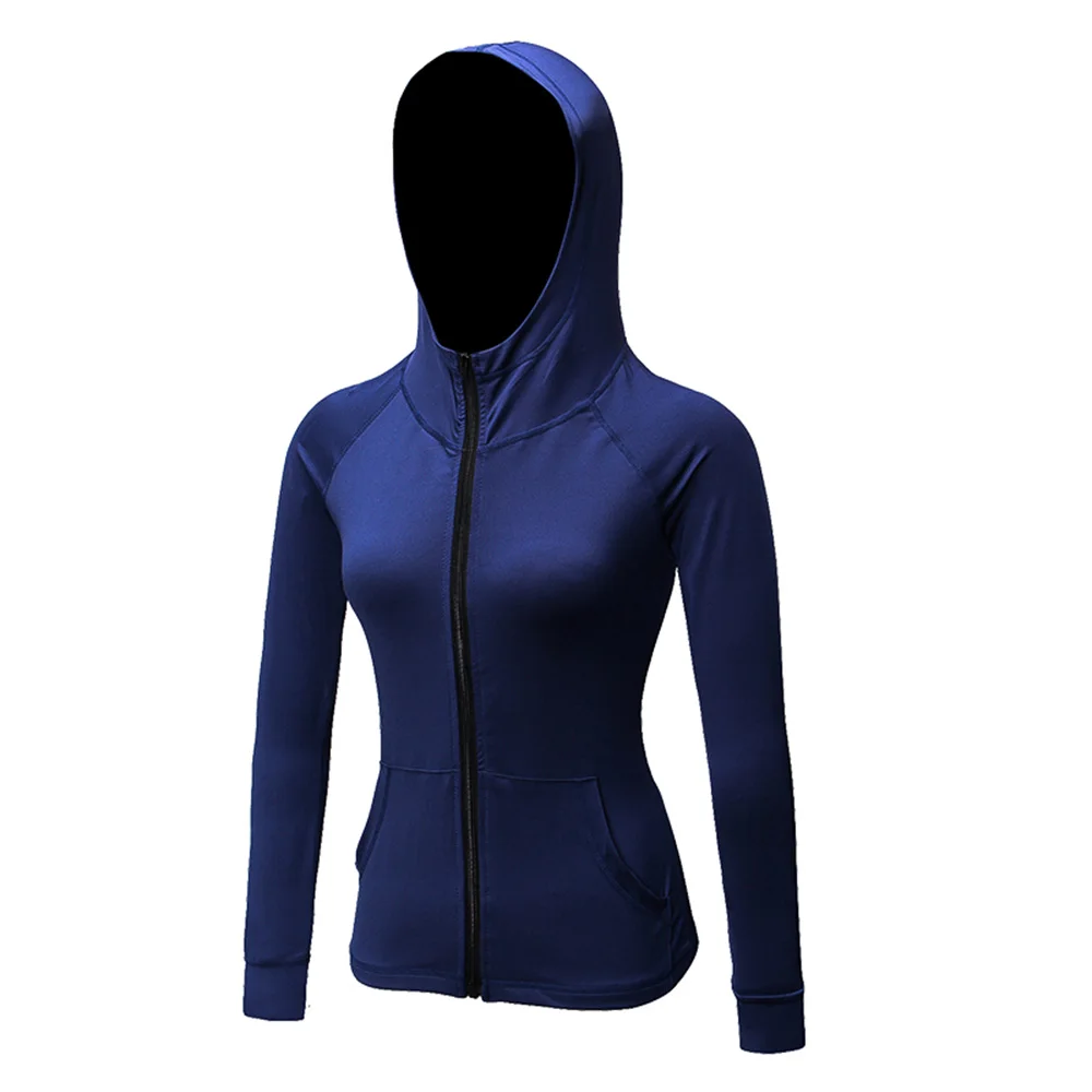 

FNMM Women Quick Dry Hooded Sports Coat Long-sleeve Breathable Zipper Fitness Top Yoga Jacket Windbreaker Training Sportswear
