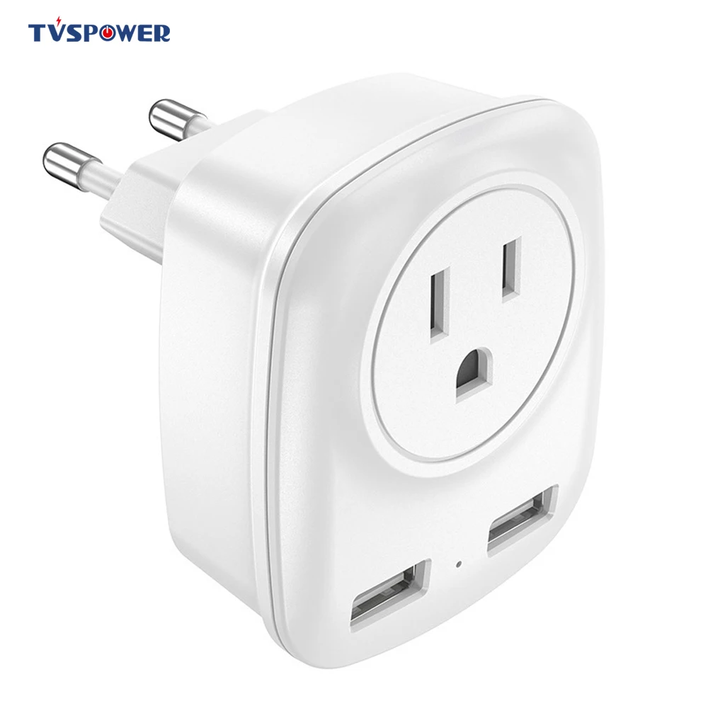 European Plug Adapter International Travel Power Outlet Socket with 2 USB Charger for iPhone Europe Spain Iceland Greece Italy | Мобильные