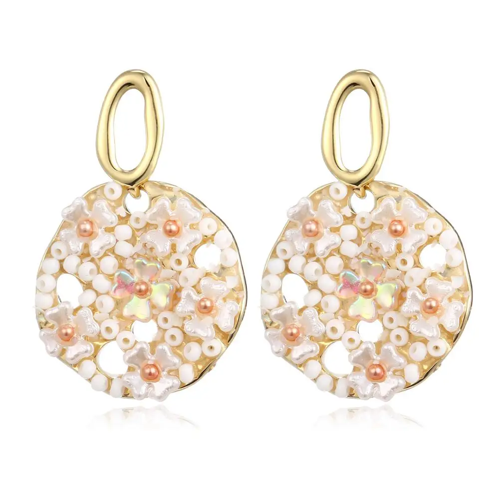 Женские серьги-подвески золотого цвета круглая серьга-подвеска из натурального