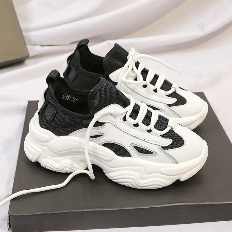 Кроссовки женские массивные на платформе 5 см Вулканизированная подошва