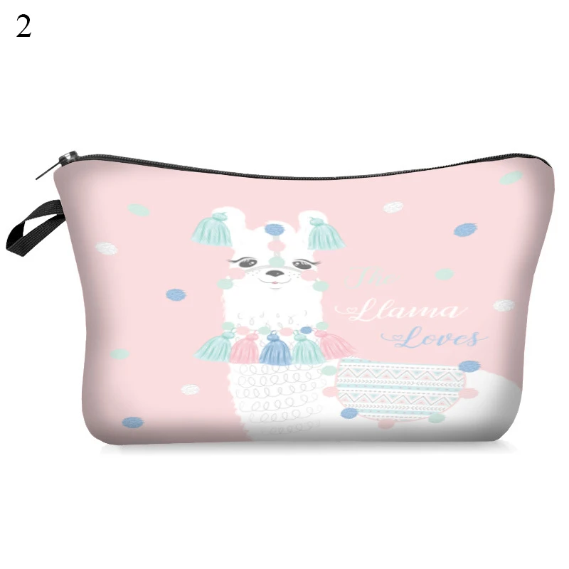 Косметичка Llama с разноцветным рисунком Женская дорожная сумка для макияжа