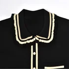 Женское летнее платье с отложным воротником, коротким рукавом, трикотажное платье А-силуэта, в полоску, элегантная мини-брошь в стиле High Street, потрясающая мода S