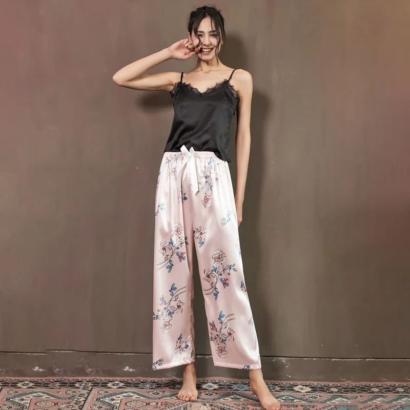 Sleepwear Women's Stay At Home Clothes for Women Set Pajamas Sexy Red Print Home Outfit Sleepwear Panties T-Shirt and Pants