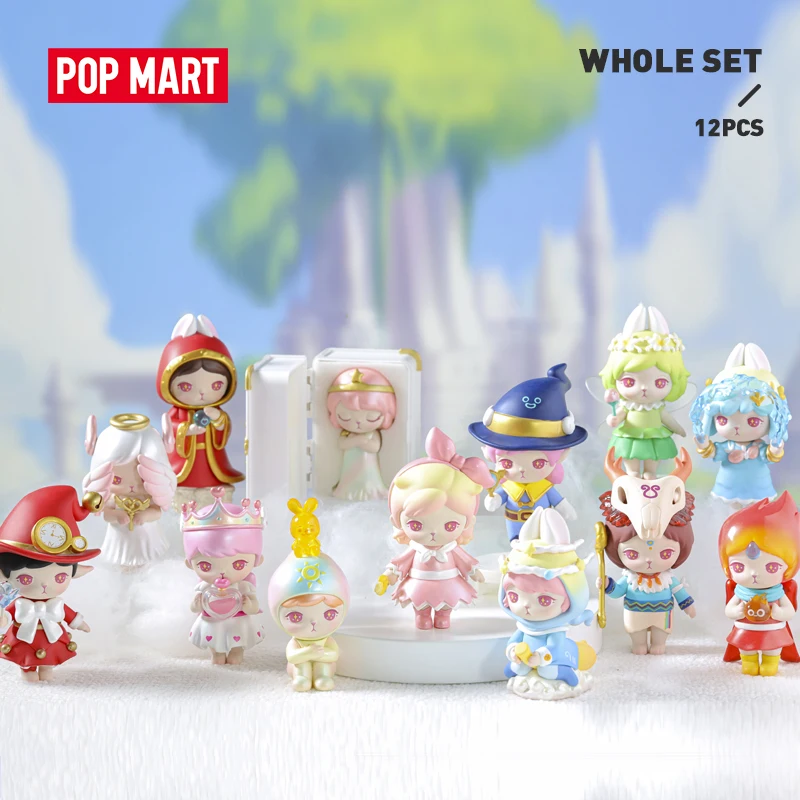 POP MART-conjunto completo de juguetes de la serie de magia de conejo, caja ciega, 12 piezas, regalo de cumpleaños, figuras de animales, caja misteriosa, envío gratis
