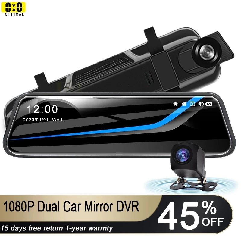

Car Accessories Video Recorder Portable DVR 10 Inch Dash Cam 1080P Rear Lens Auto Camera Registrar 2.5D Glasses Mirror Face