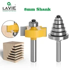 Фреза LAVIE MC02049 из карбида цементированного сплава с хвостовиком 8 мм и 6 регулируемыми подшипниками, 2 шт.