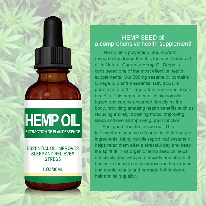 Конопляное масло снимает боль в мышцах улучшает сон Травяной Массаж эфирное
