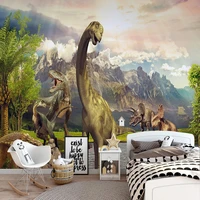 custom self adhesive 3d stereo dinosaur world mural wallpaper childrens bedroom background sticker papel de parede room d%c3%a9cor