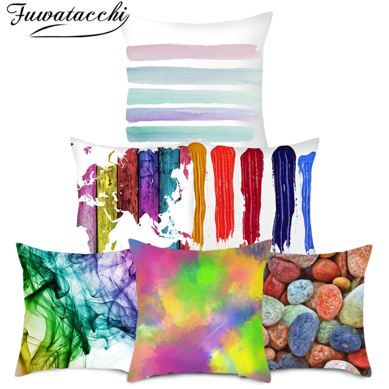 Разноцветный чехол для подушки Fuwatacchi с геометрическим принтом наволочки дома