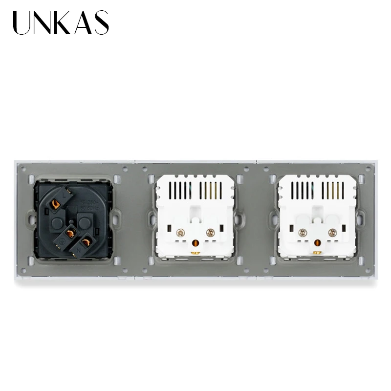 UNKAS 3 банды черная французская стандартная настенная розетка с двойным usb портом