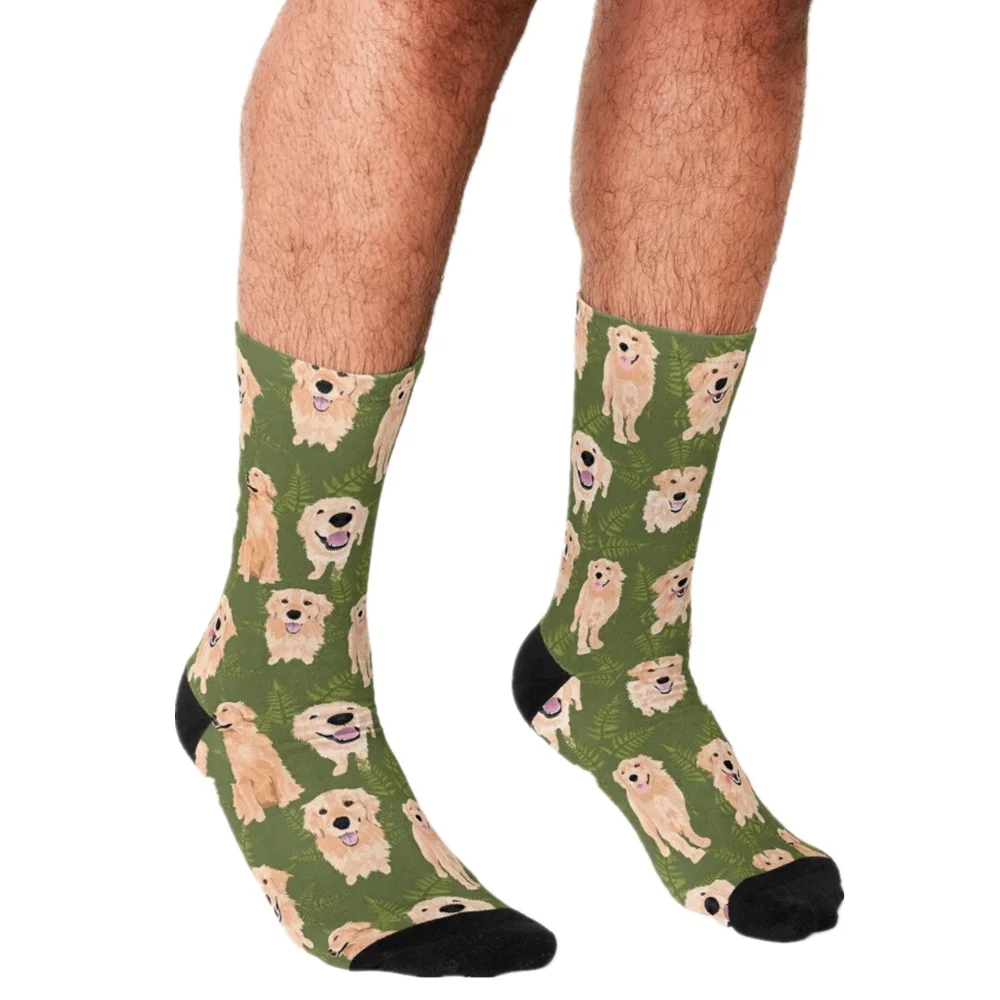 

2021 Men Socks harajuku Green Cats Printed Happy hip hop Novelty personality Skateboard Crew Casual Crazy Funny Socks