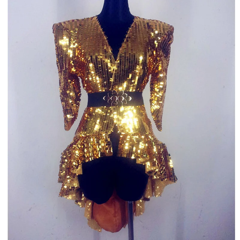 Женская певица DJ костюм DS плечо Ультра блестящая куртка представление сцены