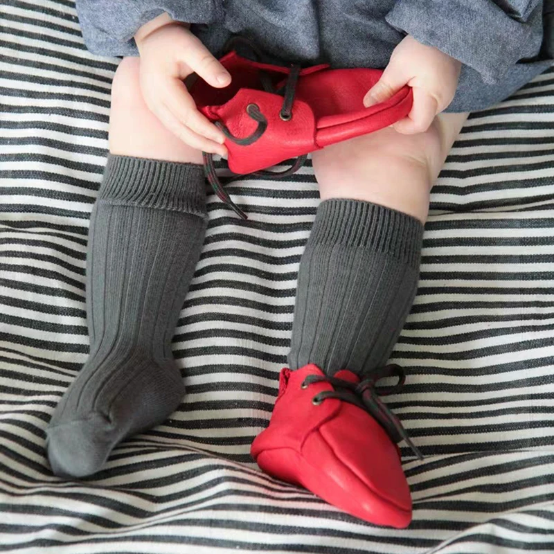 Calcetines de algod&oacute;n para beb&eacute;, ni&ntilde;o y ni&ntilde;a, calcet&iacute;n suave y transpirable para reci&eacute;n nacido, calcetines largos hasta la rodilla para ni&ntilde;o y ni&ntilde;a, escuela-2