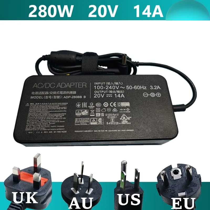 

Натуральная ADP-280BB B 20V 14A 280W адаптер переменного тока Питание для ASUS PG35V G703GS-DS74 G703GI-E5094T G703GI-E5006T ноутбук Зарядное устройство
