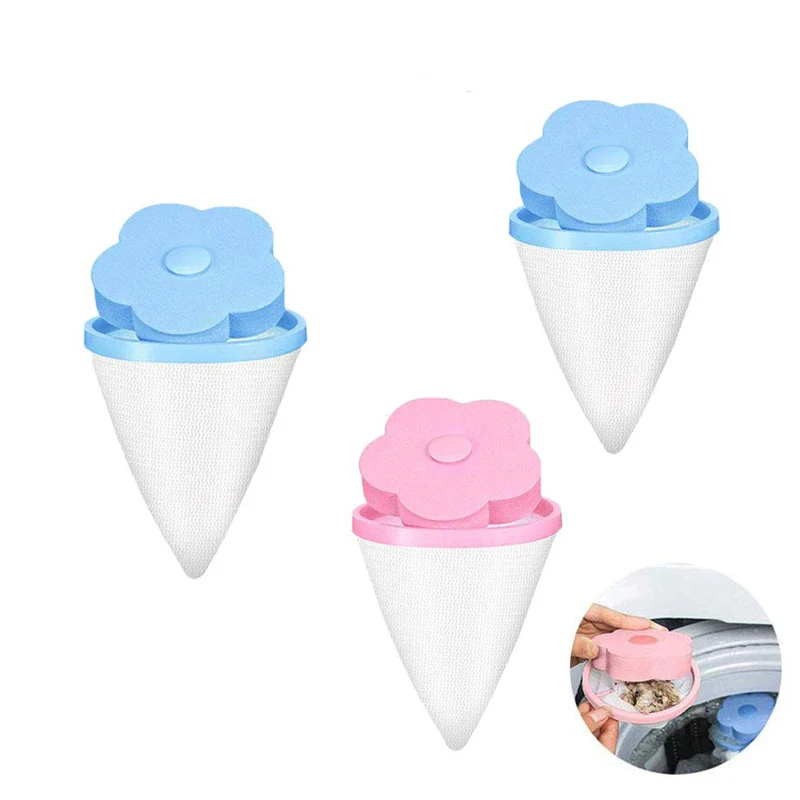 3Pcs/set Washing Machine Filter Bag Hair Remover Floating Universal Net Bag Hair Removal Decontamination Filter Laundry Bag