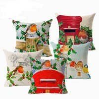winter bird series cushion cover christmas snow pillowcase cotton linen pillows case decorative cushion covers home decor 45cm