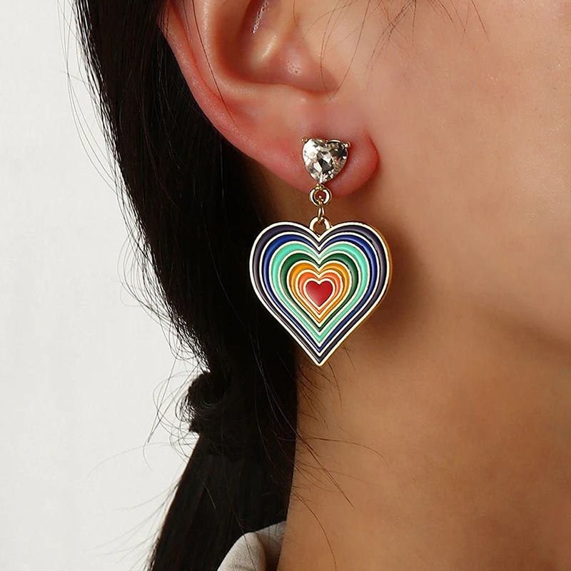 

Bohemian Heart Dangle Earrings For Women Girls Boho Trendy Colroful Hearts Statement Earring Fashion Jewelry Gifts