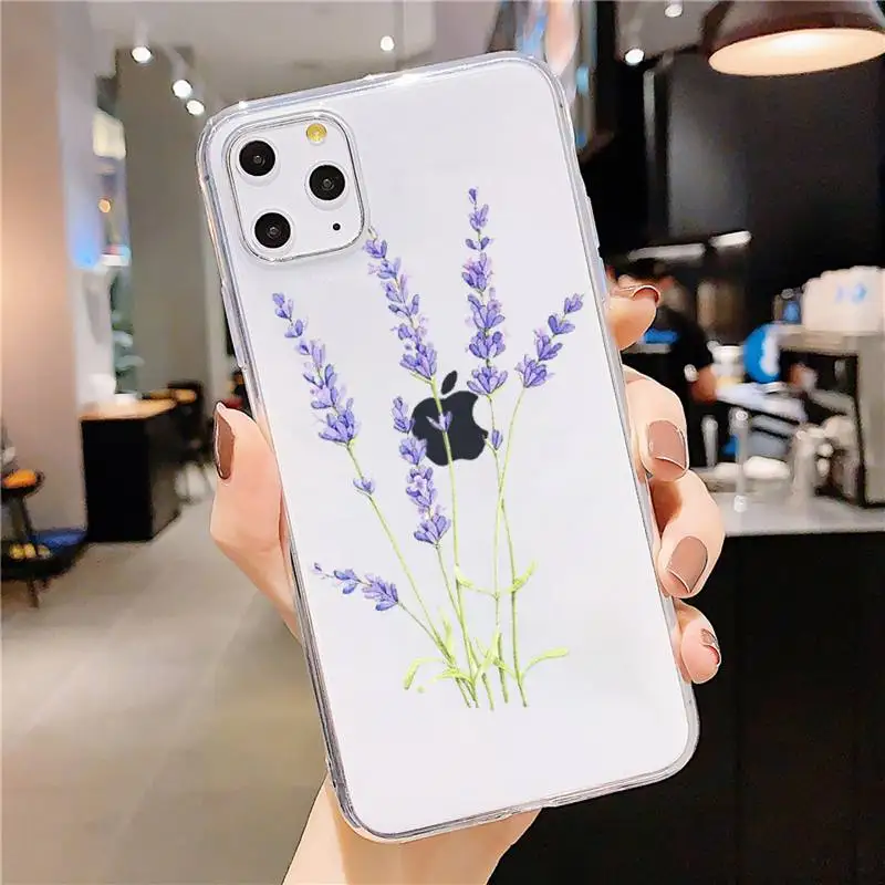 

Simple Lavender Purple Flowers Phone Case Transparent soft For iphone 5 5s 5c se 6 6s 7 8 11 12 plus mini x xs xr pro max