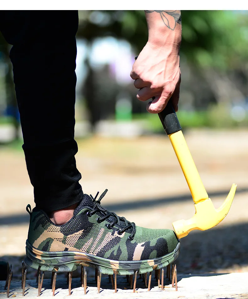 

Construction Men's Outdoor Breathable Plus Size 47 48 Steel Toe Cap Work Boots Shoes Men Camouflage Puncture Proof Safety Shoes