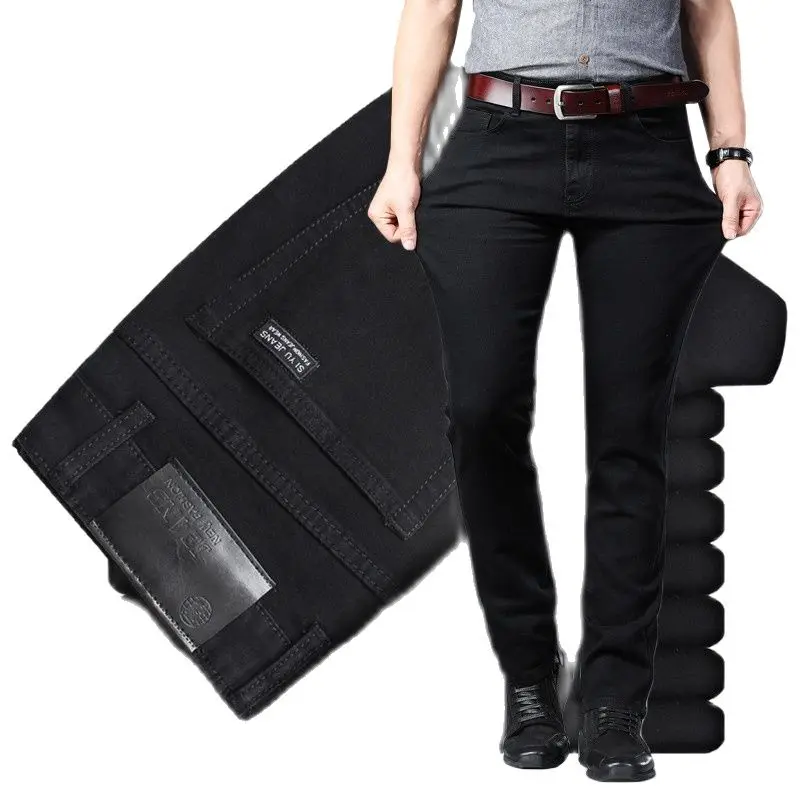 

Men's Classic Black Jeans Elastic Slim Fit Denim Jean Trousers Male Plus Size 40 42 44 46 Business Casual Pants Brand
