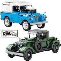 the new museum has pull back accessories classic car model diy micro building blocks puzzle childrens toy gift