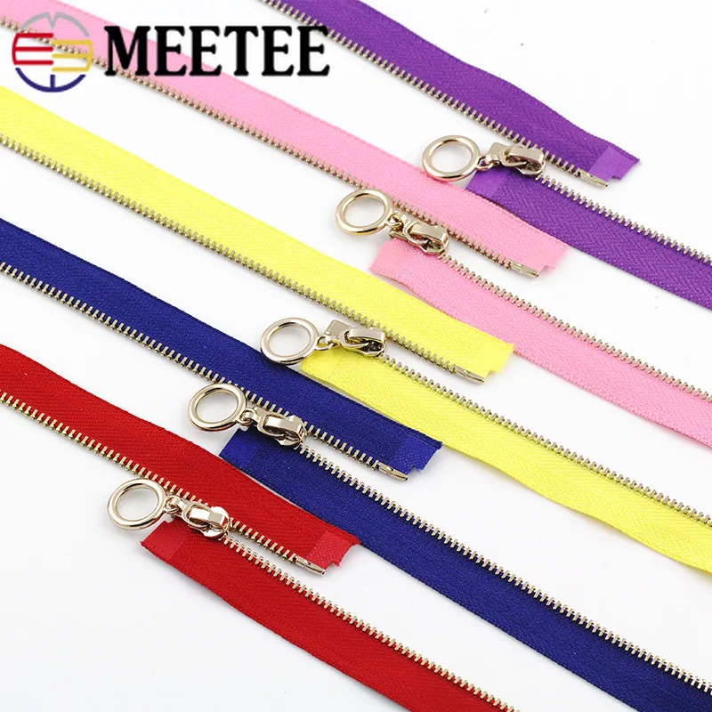 Meetee 2/5 шт 3#70 см с металлическими заклепками; туфли-лодочки на молнии, Fermeture застежкой-молнией A Coudre с открытым концом застёжка-молния для шитья DIY аксессуары для одежды KY2135