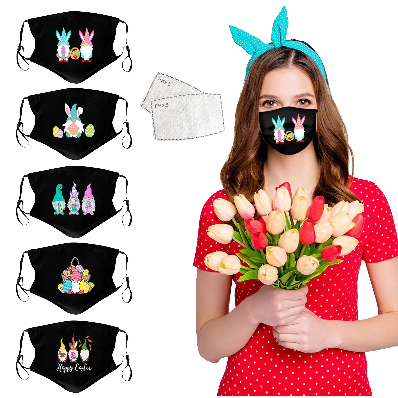 Хлопковая маска для губ многоразовая черная костюм на Хэллоуин унисекс