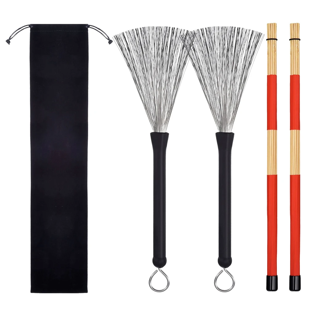 2x классический барабанные палочки из дерева кисти с сумкой для хранения народной