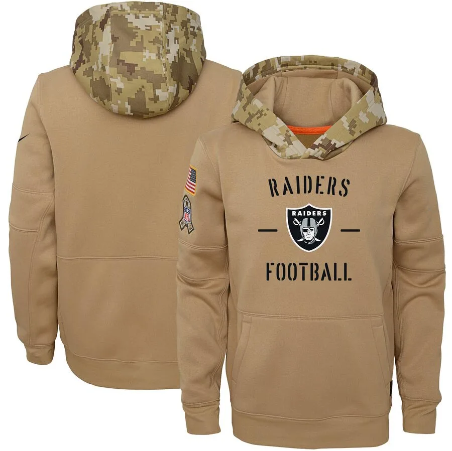 

Las Vegas Youth Salute to Service Raiders Khaki Therma Pullover Hoodie