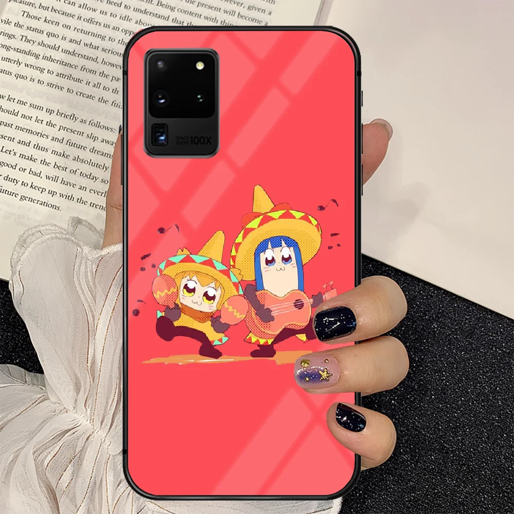 

Cute Pop Team Epic Cartoon Phone Tempered Glass Case Cover For Samsung Galaxy S Note 5 6 9 10 10E 20 21 FE Plus Uitra Back