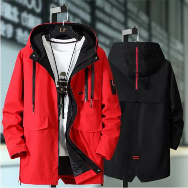 

4XL 6XL 8XL 9XL 10XL 2022 Fashion Jacket Men Trench Long Coat Zipper Windproof Face Slim Man Windbreaker Autumn Windbreakers