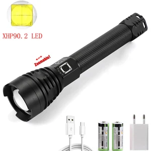 Новый алюминиевый тактический светодиодный фонарик XHP90.2 с аккумулятором 26650 и мощным зумом