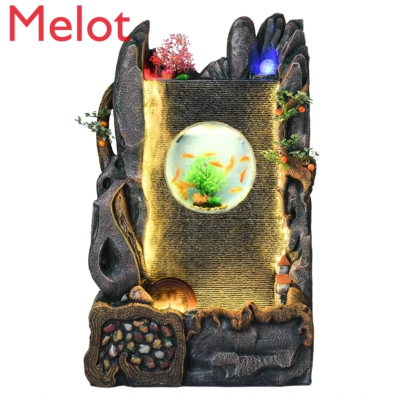 

Fashion Luxury Large Rockery Fountain Water Curtain Wall Water Screen Indoor Fish Tank Balcony Floor Flowing Water Ornaments