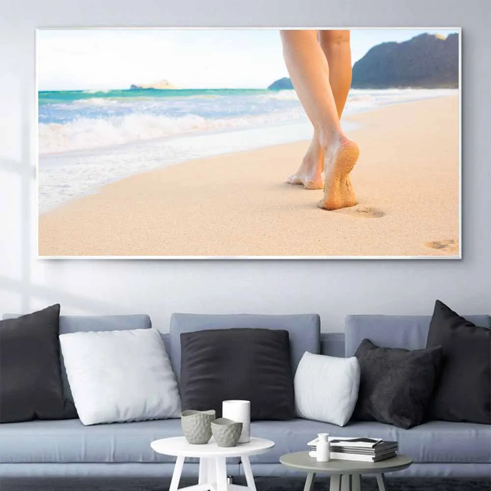 

Figure oil painting street take off beach leg close up art canvas painting living room corridor office home decoration mural