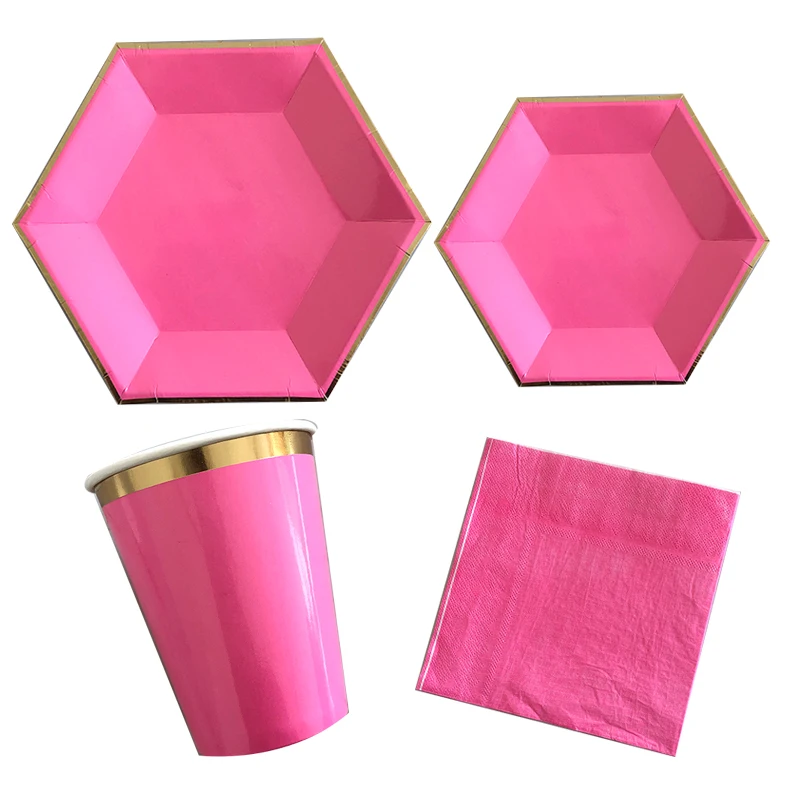 40 шт./компл. одноразовая посуда на день рождения однотонные красные бумажные