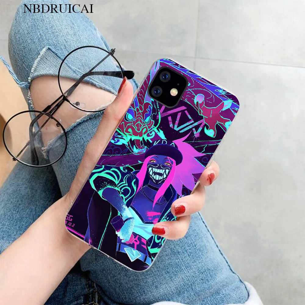 

PENGHUWAN league of legends KDA TPU black Phone Case Cover Hull for iPhone 11 pro XS MAX 8 7 6 6S Plus X 5S SE XR cover