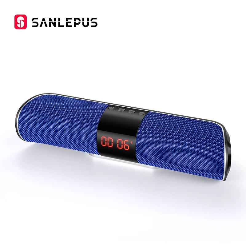 blue SANLEPUS Bluetooth наружный динамик металлический портативный супер бас беспроводной громкий динамик 3D стерео музыка объемный с TFCard Aux - Цвет: blue