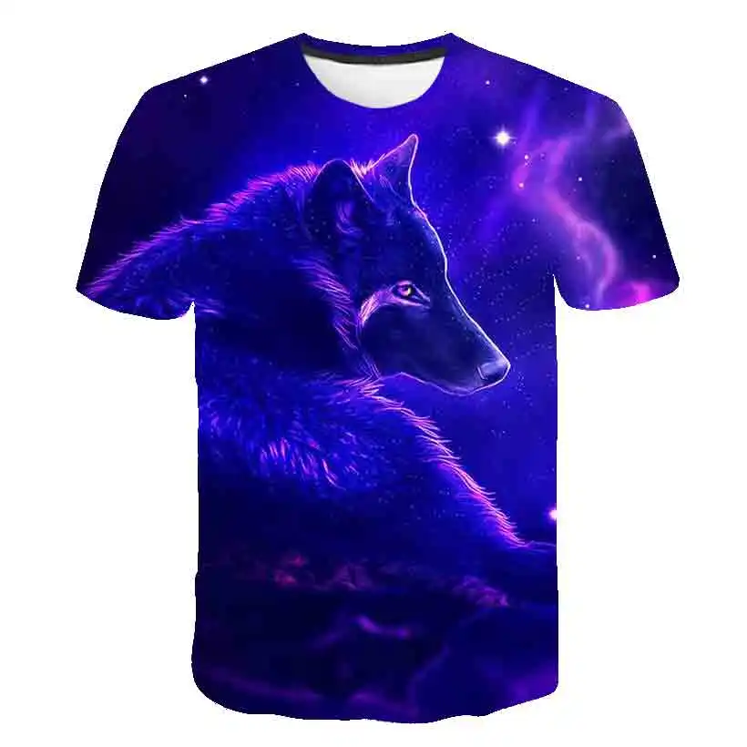 

New Animal Kids Baby Summer Wolf T Shirt Cartoon Wolf Tops Children's Casual Clothing Cartoon T-shirt For Girls Boys Clothes