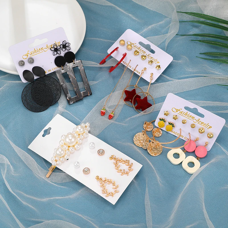 Женские серьги кисточки с жемчугом набор сережек подвесок акриловыми