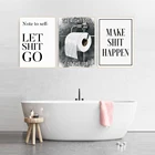 Забавный постер для туалета, настенные художественные принты для ванной комнаты, белая типография, знак унитаза, Декор, холст, картина, цитата, черный