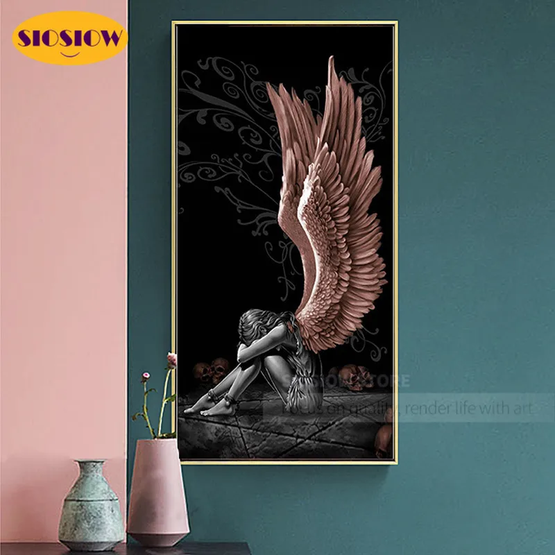 SIOSIOW 5D DIY алмазная живопись полная квадратная дрель с крыльями ангела Красота