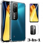 Чехол 3 в 1 + Защитное стекло для камеры для xiaomi poco m3 Pro 5G, Защита экрана для pocophone m3 m 3 pocom3 Pro, задняя крышка coque