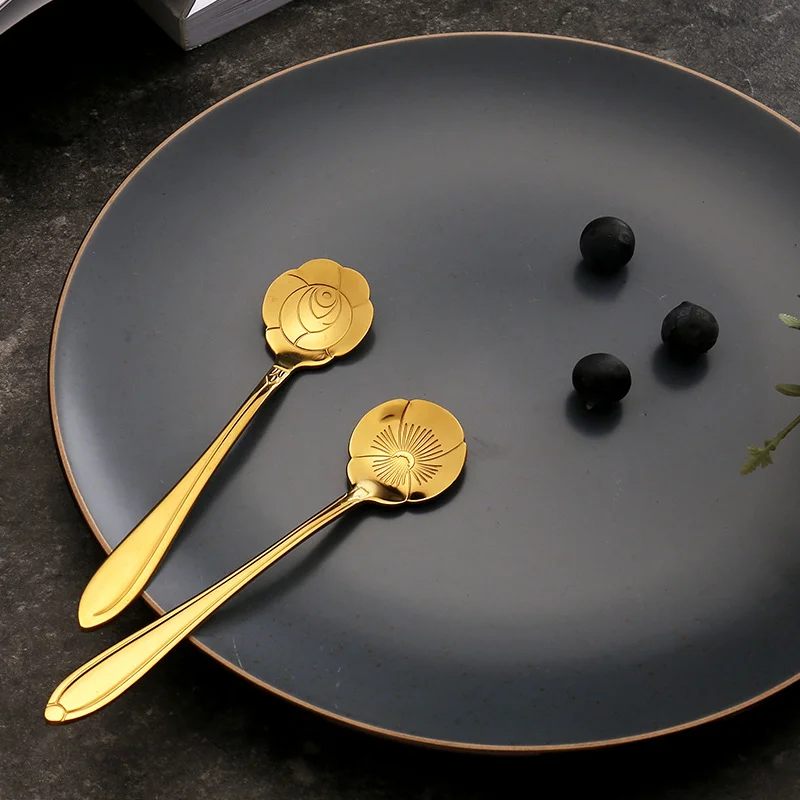1 шт. Цветочная ложка из нержавеющей стали креативная кофейная/чайная для
