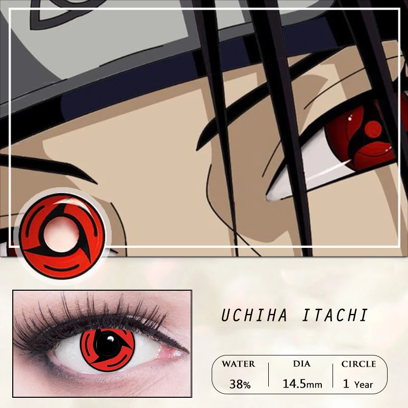 Цветные контактные линзы Sharingan для аниме косплея Для Uchiha Hatake Sasuke Kakashi Color ed