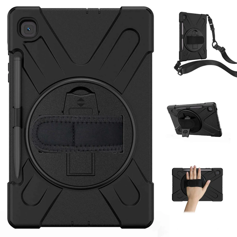 

Сверхмощный противоударный чехол для Samsung Galaxy Tab S6 Lite 10,4 SM-P610 P615, детский чехол с подставкой на 360 градусов, плечевым ремнем